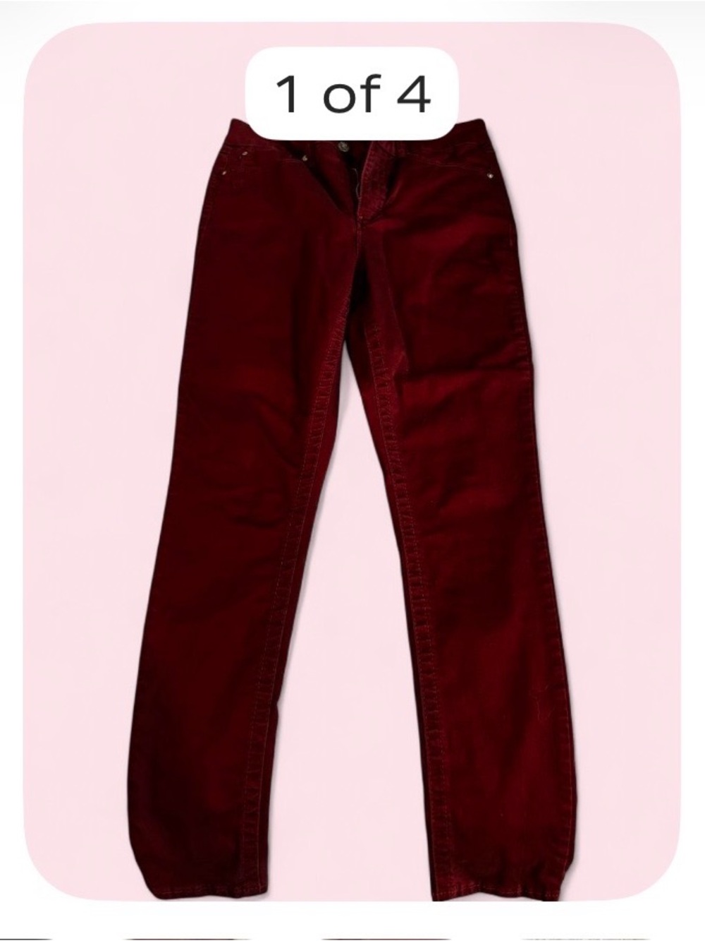 7 For All Mankind Women’s Burgundy Straight-Leg Jeans